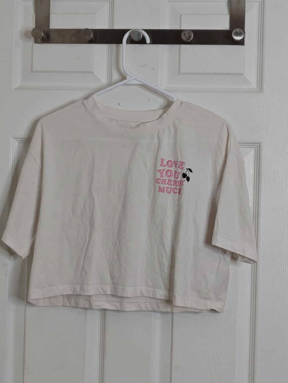 White Cherry Crop Cotton Tee - Love You Cherry Much